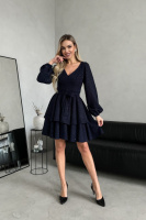 Коктейльна Сукня Букле Волани 24110 Синя
