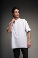 Оверсайз футболка біла з чорними швами RD451