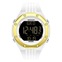 Чоловічий спортивний годинник Sanda 6093 White-Gold з електронним циферблатом та підсвічуванням