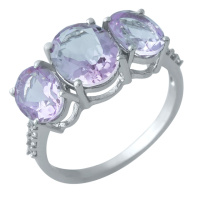 Серебряное кольцо CatalogSilver с натуральным аметистом 2.2ct, вес изделия 3,66 гр (1970027) 18.5 размер