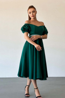 Коктейльна Сукня Пояс Стрази 23043 Зелена