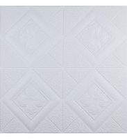 Самоклеющаяся декоративная 3D панель белая вышиванка 700x700x5 мм