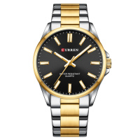 Чоловічий годинник Curren 9090 Silver-Gold-Black з мінеральним склом та сталевим браслетом