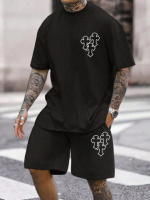 Комплект футболка та шорти чорного кольору з ДТФ принтом (оверсайз)