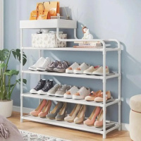 Полка для обуви стеллаж Shoe RACK 5 ярусов металлическая. Цвет: белый