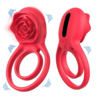 Подвійне ерекційне кільце з вібрацією «Hgod Rose» USB - Червоний