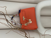 Сумка Hermes Kelly Medium size з хустинкою помаранчевий