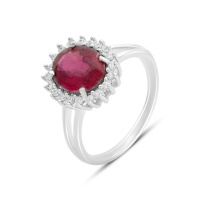 Серебряное кольцо CatalogSilver с натуральным рубином, фианитами, вес изделия 3,51 гр (2165088) 17.5 размер