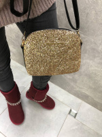 Золото-гліттер — клатч на три відділення (1038-2)