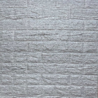 Самоклеющаяся декоративная 3D панель под кирпич серая полоска 700x770x5мм (183) SW-00000488