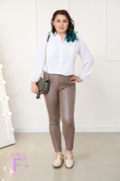 Утеплені жіночі шкіряні штани (хутро) «Dario» оптом | Батал Мокко, 50