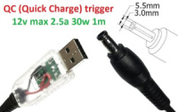 Кабель-переходник триггер QC (Quick Charge) 12v USB Type-A (max 2.5a, 30w) на 5.5x3.0 or 5.0x3.0mm ( 1.2m з USB Type-A (male) Quick Charge QC тригер