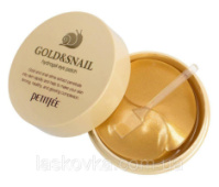 Антивікові гідрогелеві патчі з екстрактом равликового слизу та частинками золота Petitfee Gold&Snail