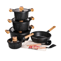 Набір посуду MGC 8 предметів з антипригарним покриттям 1,9/2/3/3,2/5,3 л, чорний