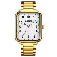 Чоловічий годинник Skmei 1954GDWT Gold-White з золотистим металевим браслетом та мінеральним склом