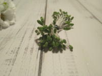 Тичинки квіткові з глітером зелені 3 мм,100 тичинок в пучку