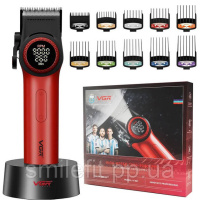 Професійна машинка для стрижки волосся VGR V-001 RED з дисплеєм 9000 об та 10 насадками (1,5-24 мм)