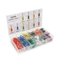 Набор клемм/наконечников 600шт VE2508 (R-100, B-100, Y-50, Bl-50, O-50, P-50, G-50, W-50, Gr-50, V-50) в боксе