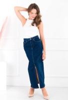 Жіноча синя джинсова спідниця з розрізом