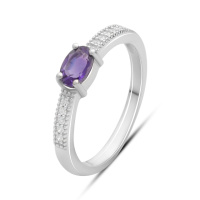 Серебряное кольцо CatalogSilver с натуральным аметистом 0.477ct, вес изделия 1,93 гр (2179306) 18 размер