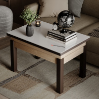 Стол-трансформер Art In Head B-Fly Glass 900x510x600 Дуб экспрессив песочный/Венге ноги/Белое стекло (TB10111100231)