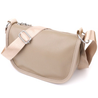 Полукруглая сумка для женщин из натуральной кожи Vintage 22907 Бежевый