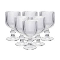 Набір келихів фігурних ребристих з товстого скла 6 штук, прозорий