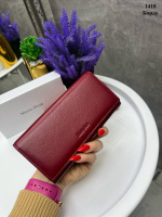 Натуральна шкіра. Бордо - на магнітах - стильний та великий гаманець преміум якості у фірмовій коробці - 18,5х9,5 см (1417)