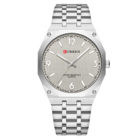Чоловічий класичний годинник Curren 8504 Silver зі сріблястим браслетом та мінеральним склом