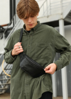 Сумка на пояс бананка шкіряна високої якості українського виробництваКомфорт, чорний