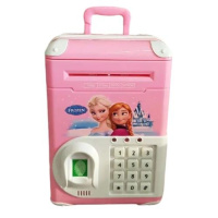 Дитяча електронна сейф-скарбничка з кодовим замком, відбитком пальця у вигляді валізи Холодне серце (Рожева)
