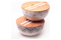 Миска бамбуковая Kamille 240 мм с крышкой и палочками (4384)