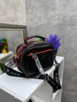 Чорна з червоним - спортивна, молодіжна крос-боді сумочка зі знімним ременем у комплекті (0529)