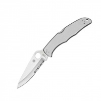 Нож складной Spyderco Endura 4 Steel Handle, полусерейтор (C10PS)