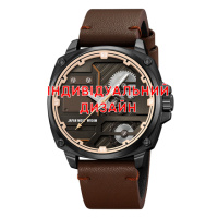 Чоловічий наручний годинник Awarder 029 Black-Brown з індивідуальним дизайном та шкіряним ремінцем