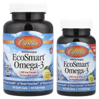 Омега-3, Смак Лимону, EcoSmart Omega-3, Carlson, 90+30 желатинових капсул
