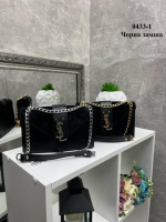 Чорний - фурн. срібло - молодіжний вишуканий каркасний стильний клатч на ланцюжку під клапаном (0433-1)
