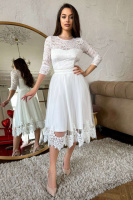 Коктейльна сукня сітка мереживо 24002 Молочна