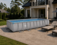 Avenli (540×250×100 см) прямокутний каркасний басейн, сірий зі сходами та картриджним фільтр-насосом 16в1 Арт.B0028