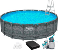 Каркасний басейн Bestway Grey 561KE (610х132 см) з піщаним фільтром, тентом та драбиною