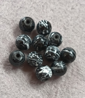 Бусины керамика/ 8 мм/ цена за 1 шт/ мраморный бело-черный