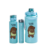 Набор бутылок 3 в 1 Панда с поилкой и ручкой 0.3 (л) 0.7 (л) 2 (л) Мятный HPZSB120014M