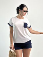 Стильний костюм з шортами «Florence» оптом | Розпродаж моделі Темно-синій, 46