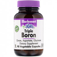 Тройной бор 3мг, Bluebonnet Nutrition, Triple Boron, 90 вегетарианских капсул