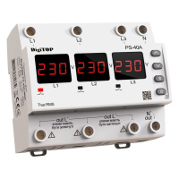 Переключатель фаз PS-40A M6R для однофазной нагрузки с контролем напряжения на DIN рейку, 40А, 8500Вт, 120-270В с индикатором напряжения (красный)