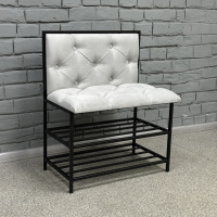 Банкетка для обуви Женева-1 со спинкой 60см велюр светло-серый 6-0-9005