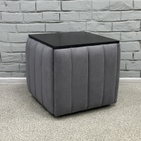 Пуф-трансформер 5в1 Остин-2 со столиком велюр серый/черный 7-5-9005