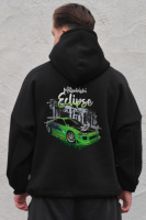 Оверсайз худі толстовка на флісі з капюшоном та принтом  Without Eclips Black