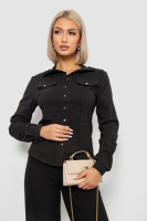Рубашка женская однотонная, цвет черный, 230R211