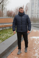 Комплект чоловічий Nike: куртка зимова «Frost» синя + штани з тринитки утеплені чорні Артикул: 1883785596